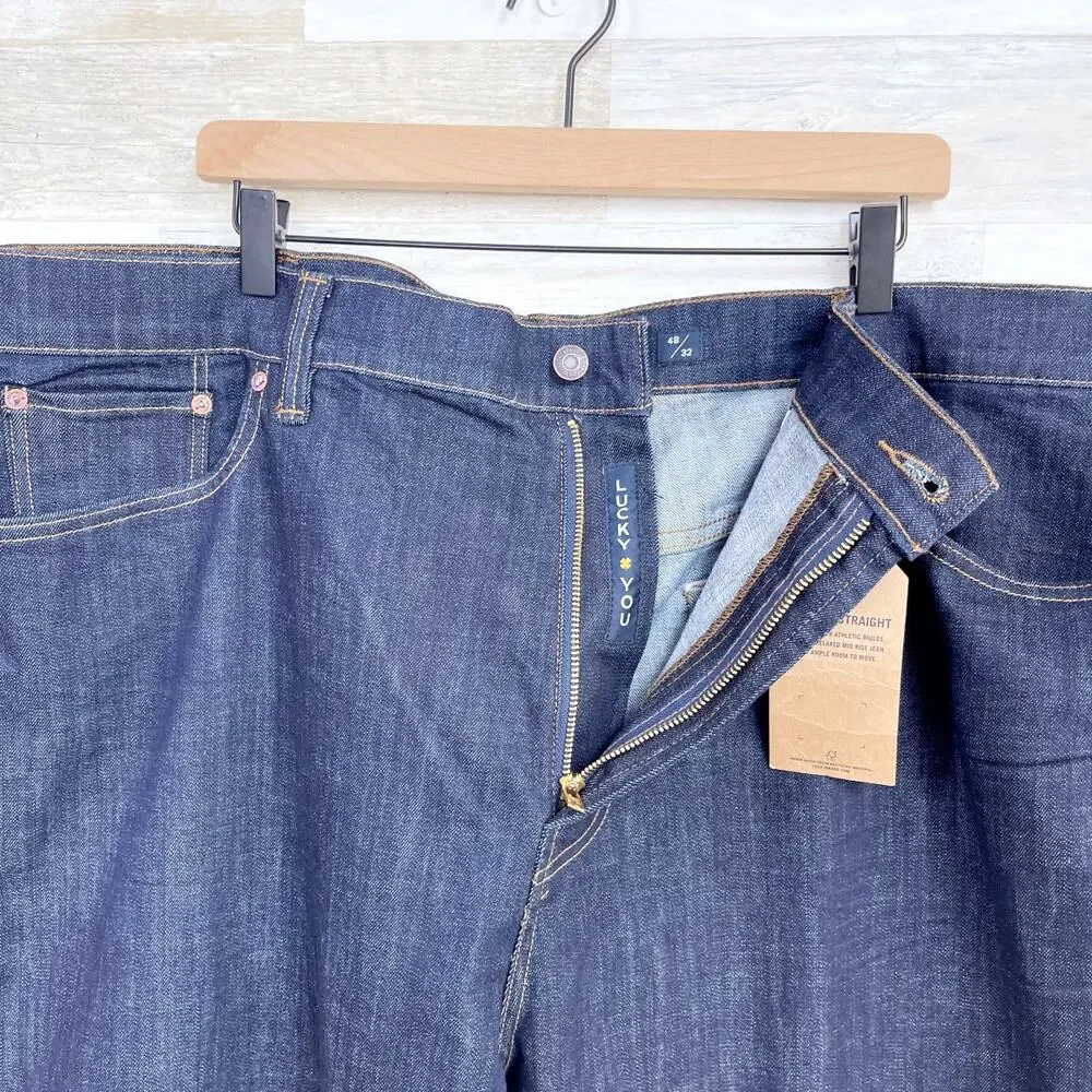 Lucky Brand 181 Relaxed Straight Jeans Dark Wash Mid Rise Stretch Mens 48x32